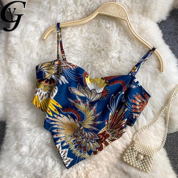 

women's blouses & shirts 2021 woman floral flower tank women strap vest female crop mujer summer sleeveless backless femme, White