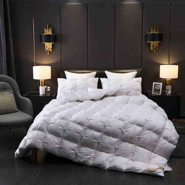 

luxurious white grey bread shape 100%cotton cover goose down filling duvet quilt twin full  king size comforter