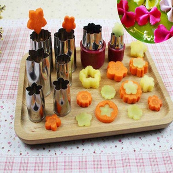 

baking & pastry tools 8pcs/set stainless steel flower shape rice vegetable fruit cutter mold slicer cake cookies cutting