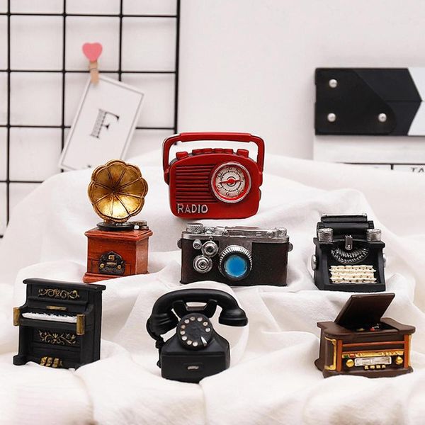 

decorative objects & figurines resin mini simulation toy retro phone camera typewriter miniature doll house decoration maison home decor