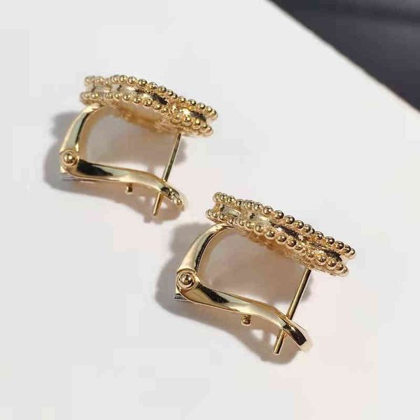 

brand women's mother of pearl clover earrings luxury fashion jewelry exquisite gifts 220113, Golden;silver