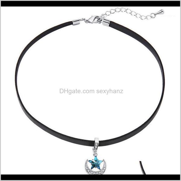 Girocolli Collane Pendenti Gioiellibonlavie Girocollo Stelle Collana con ciondolo Collare in pelle semplice Aessories Collane femminili1 Consegna a goccia 2