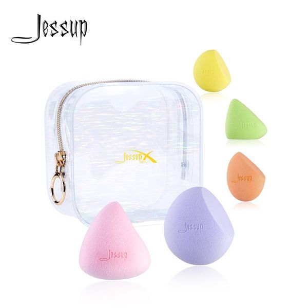 

jessup makeup sponges set concealer powder cosmetics puff soft foundation blending sponge puffs with pu bag beauty tools kit sponges, applic