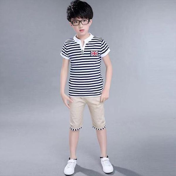 

baby big boys kids polo shirt fashion dots boy summer clothing set t pants children clothes sets 3 15, White