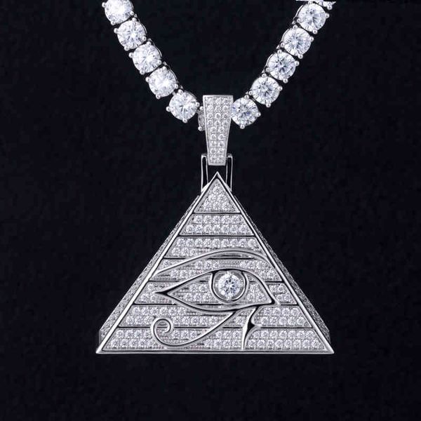 

new horus eye pyramid hip hop necklace pendant egyptian triangle jewelry, Silver