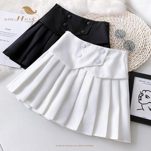 Mulheres de verão mini -saia VD1826 Japan School Student Black White Sexy Pleated Tennis Shairs