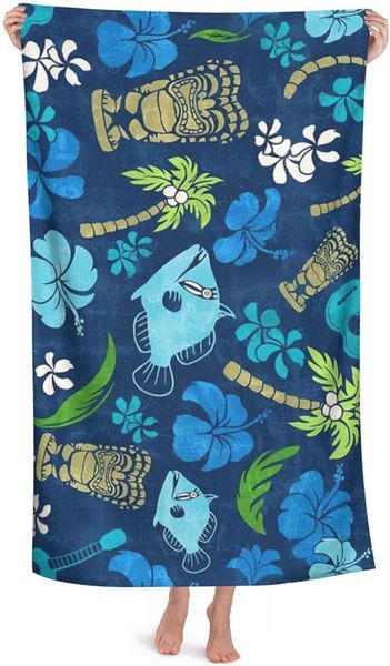 

towel hawaiian batik printing navy blue microfiber beach super large quick-drying portable soft pool