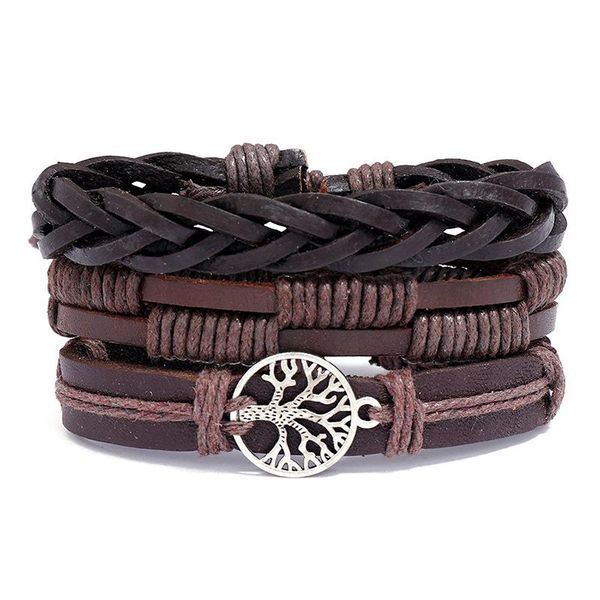 

bangle jessingshow adjustable leather bracelet set men women casual jewelry charm wristband punk holiday party tribal vintage bangles, Black