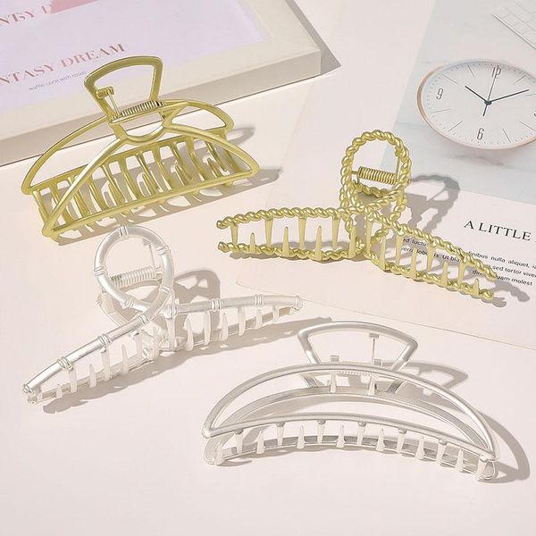 

hair accessories bath large barrettes vintage metal solid color cross clip women geometric hairpin for girls