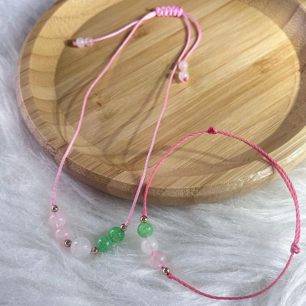 

earrings & necklace pink jewelry set girl handmade green agate necklaces wax cord natural stones beads bracelets women aesthetic accessories, Silver