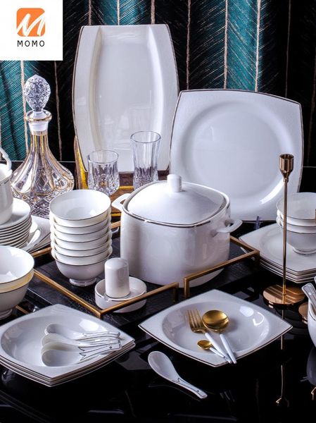 

jingdezhen bowl and dish set simple ceramic plate bone china tableware combination storage bottles & jars