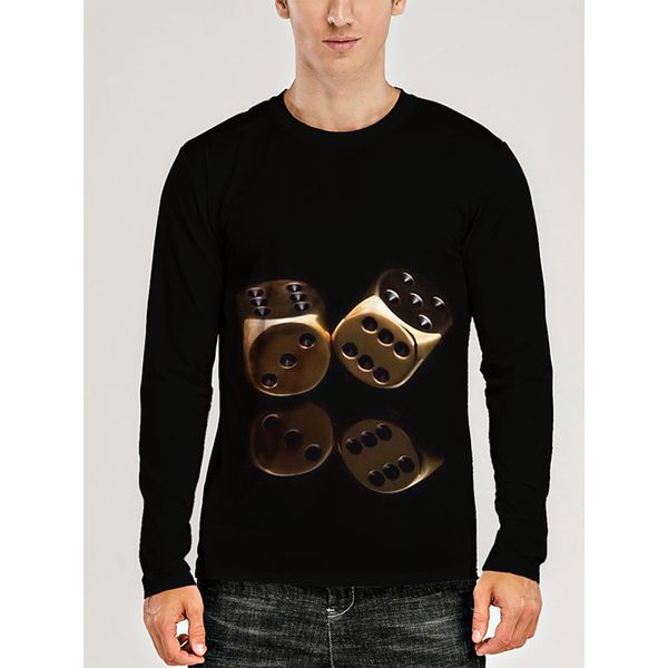 

dice mens 3d print t-shirt visual impact party streetwear round neck long sleeves graphic optical illusion plus size print daily, White;black