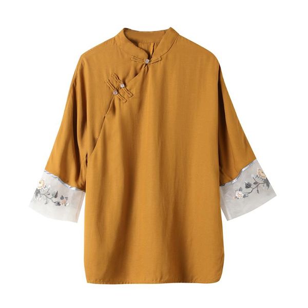 

women's blouses & shirts 2021 summer&autumn woman chinese style improved retro buckle embroidery plus size tang suit shirt, White