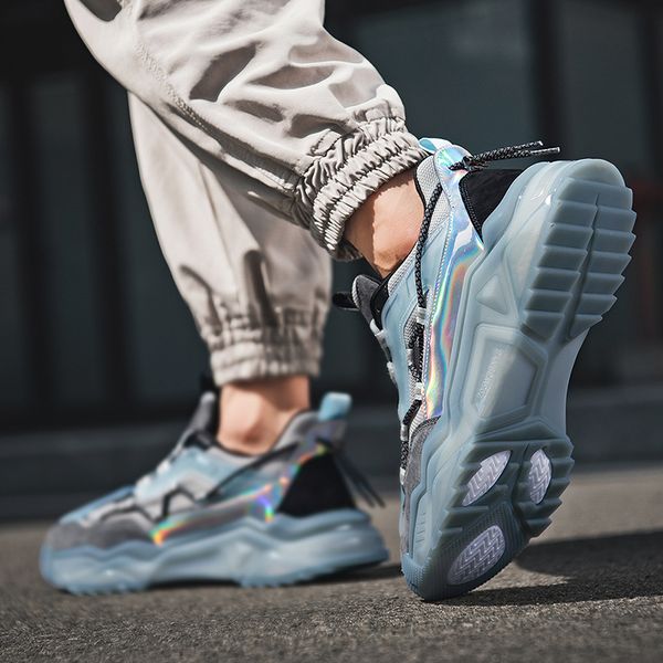 

summer reflective running shoes men trendy chunky sneakers outdoor breathable sports shoes mesh walking shoes zapatillas hombre