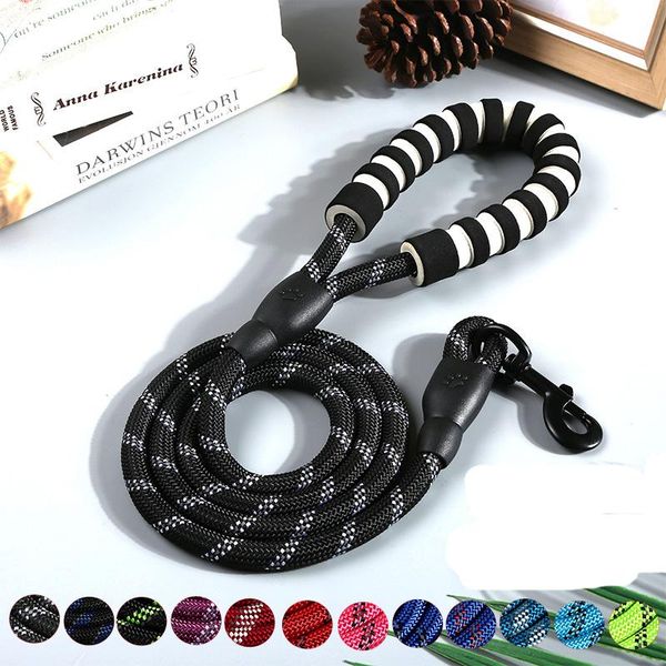 

dog collars & leashes nylon 1.5m pet leash sling color night reflective durable walking training traction rope with