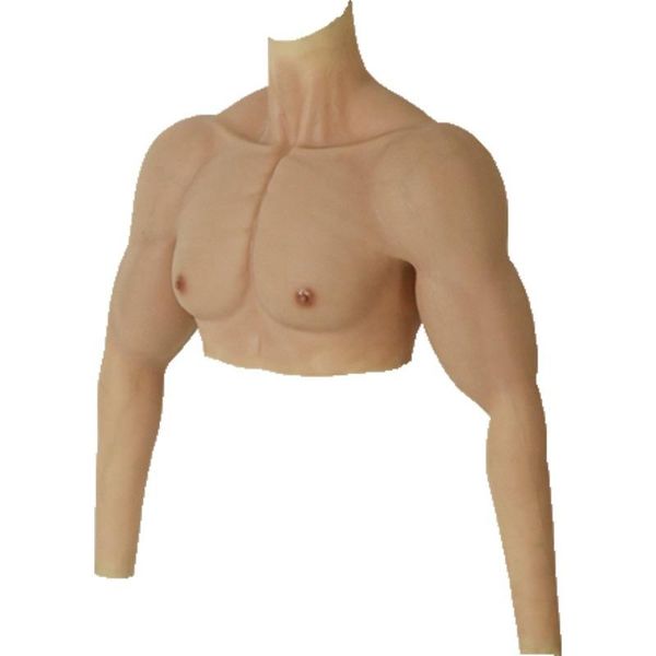 Modeladores de corpo masculinos, fantasias realistas de cosplay, trajes musculares falsos com braços, músculos do peito, tops de silicone, peitoral major3513
