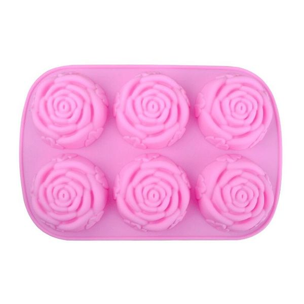 

craft tools 1pcs 6 cavity rose shape fondant soap mold diy silicone candy decoration random color kitchen supplies baking tool reusable