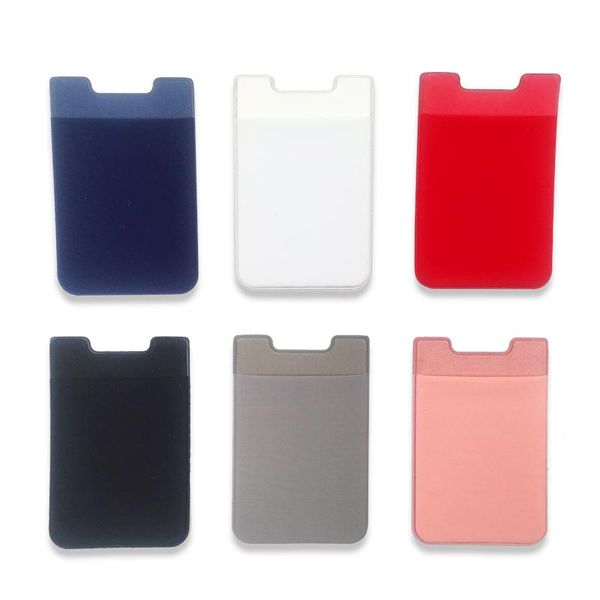 

card holders 3pcs mobile phone back cards holder wallet credit id pocket adhesive sticker multi-function, Brown;gray