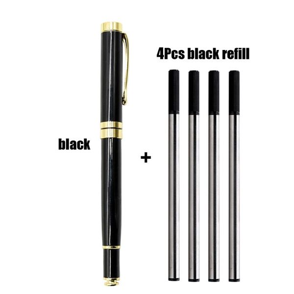 

ballpoint pens 1+4pcs luxury pen set business office medium nib metal roller ball for school supplies, Blue;orange