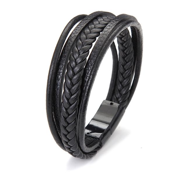 

bracelet accessories multi layer leather simple magnet buckle, Golden;silver