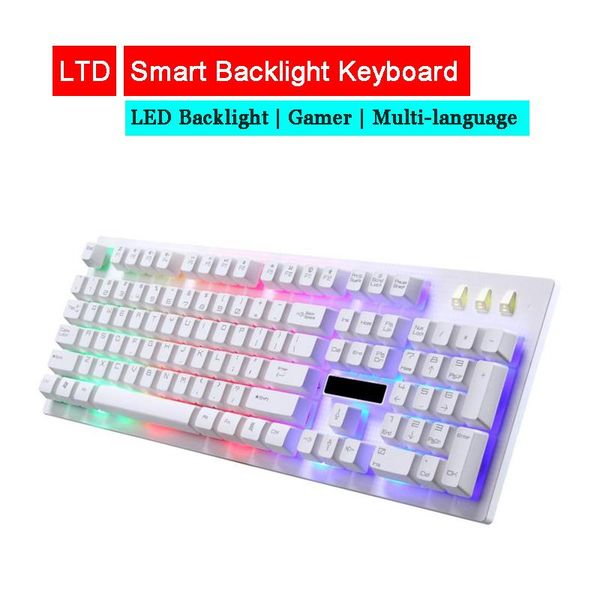 

suspended backlit keyboard led backlight waterproof usb wired russian arabic spanish thai french hebrew italian korean cell phone chargers