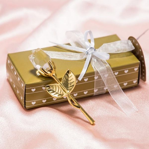 

party favor 100pcs crystal glass rose flower figurines craft valentine's day favors x'mas lovers' gift souvenir home wedding