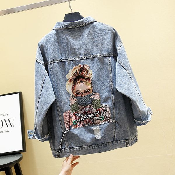 

women's jackets jacket female jeans, casual, collar facing down, oy5o, Black;brown