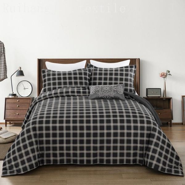 

bedding sets black white duvet covers bed linen euro pillowcase lattice quilt cover pillow 2/3-piece 260x220