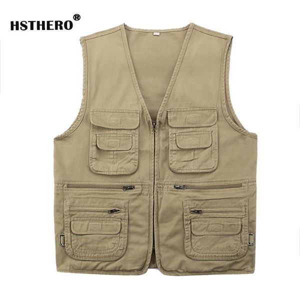 

men's vests plus size work vest cotton solid male many pockets waistcoat casual mens sleeveless pographer fishing outerwear, Black;white