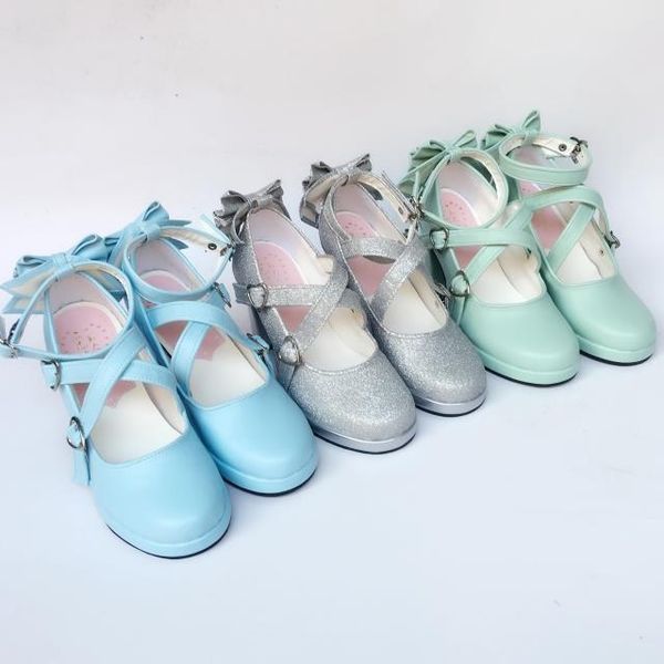 

dress shoes japanese lolita princess girls tea party criss-cross strap sweet platform mary jane pumps high heel, Black