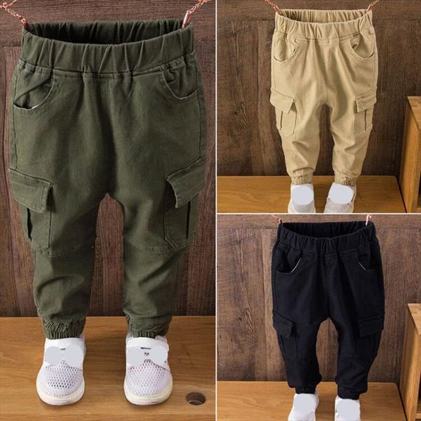 

boy pants kids casual spring autumn trousers solid children for baby boys size100~150 black green beige, Blue