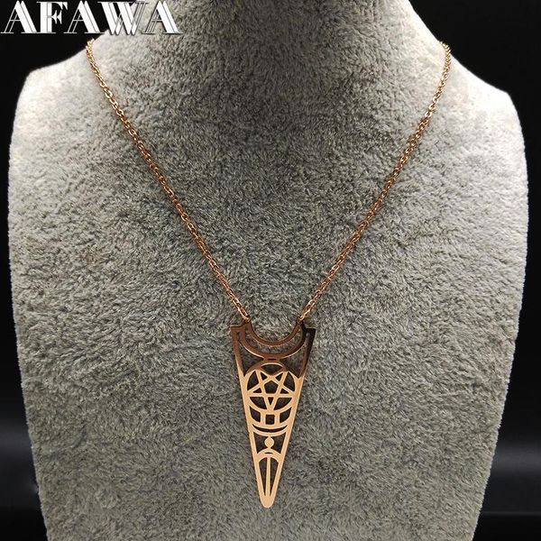 

pendant necklaces fashion vintage stainless steel chain necklace women rose color witchcraft statement jewelry acero inoxidable n18861, Silver