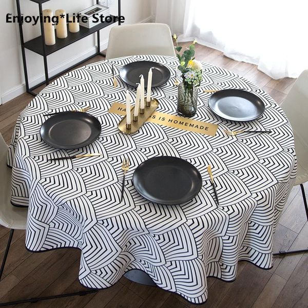 

table cloth creative round tablecloth wedding el geometric printing waterproof and oil-proof luxury cover