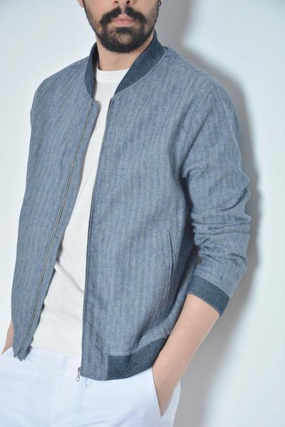 

bomber cotton linen zipper indigo male jacket men's jackets, Black;brown