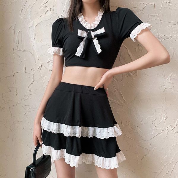 

one-piece suits two piece swimsuit swim wear bikini 2021 rashguard female separate split tankini skirt print polyester sierra surfer