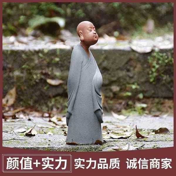 

tea pet chinese creative purple sand monk little sami ceramic craft ornaments