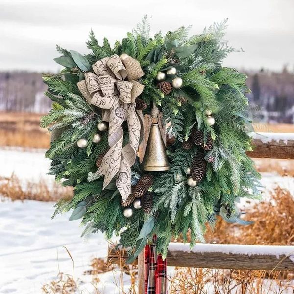 

decorative flowers & wreaths farmhouse christmas wreath with ring bell holiday front door hanging ornament decoration 2021