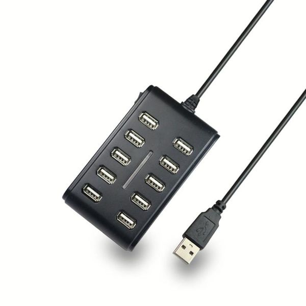 

hubs 10 port powered usb hub 2.0 high speed splitter extension for pc laptop