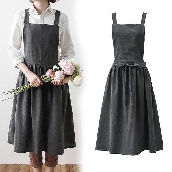 

aprons apron retro forest painting home kitchen flower shop barista baking pleated skirt tie cotton and linen literary work clothes