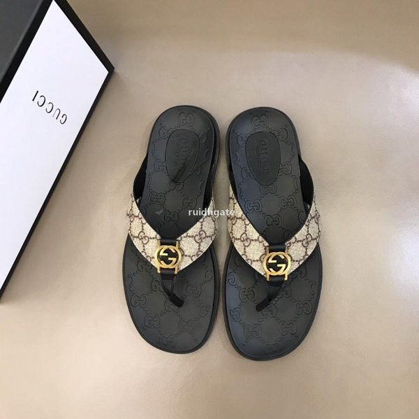 

luxuery summer leather soled sandals fashion indoor leisure brand flat slippers are size38-45, Black