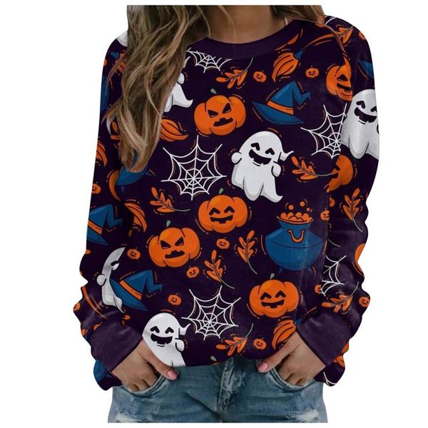 

women's hoodies & sweatshirts fashion sweatshirt halloween lantern ghost pumpkin shirts hooded long sleeves autumn winter ladies blous, Black