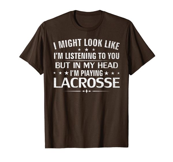 

might look like i'm listening i'm playing lacrosse funny t-shirt, White;black