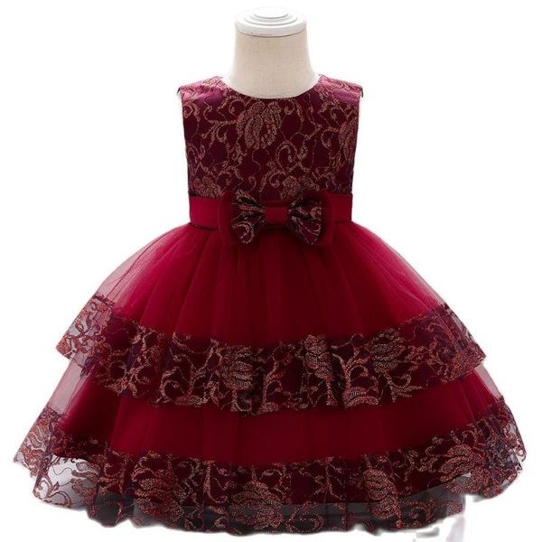 

girl's dresses summer dress ceremony birthday for baby girl clothes beading princess ball gown party 1 2 3 4 5 age, Red;yellow