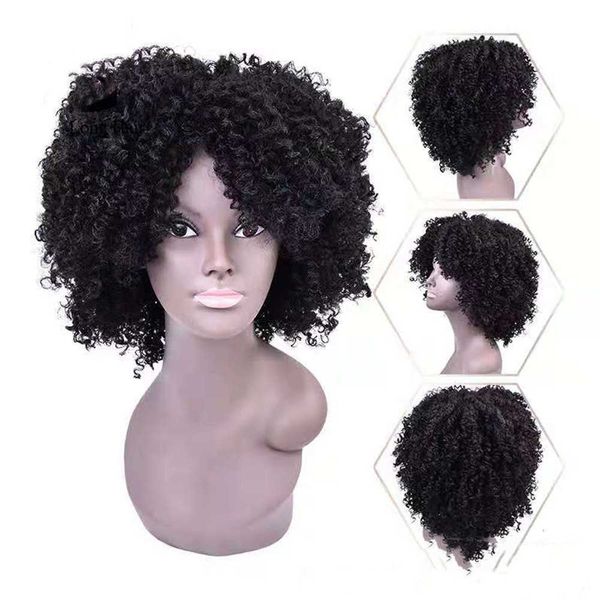 

wig female wig small curly hair chemical fiber headgear, Black