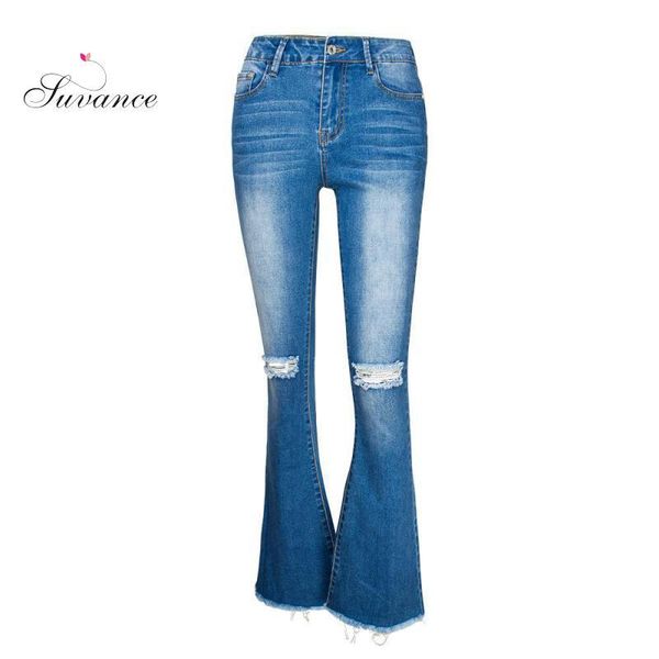 

women's jeans suvance 2021 spring autumn fashion blue color ho out big size s-3xl women wide leg jean jl-hg001