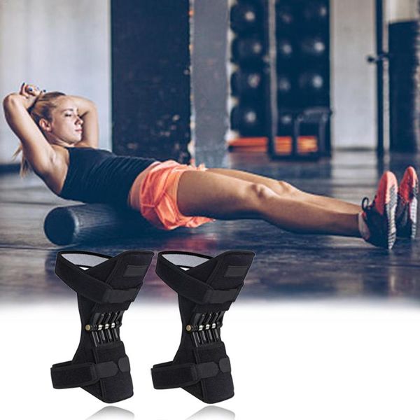 

elbow & knee pads powerlift tibial joint support powerful rebound spring force mountaineering sports safety, Black;gray