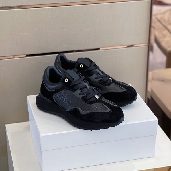 

fashion men's platform boys casual shoes mens size sneakers leather suede patchwork trainers leisure b18, Black