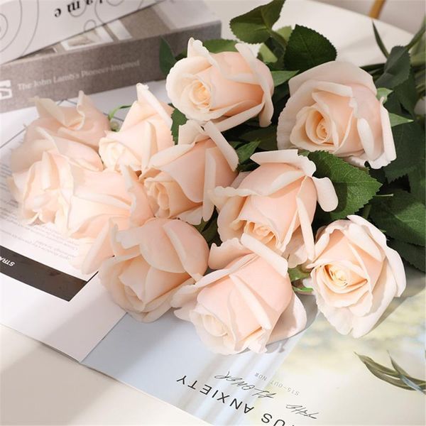 

decorative flowers & wreaths 55cm rose pink artificial flower bouquet fake diy wedding family garden party interior decoration