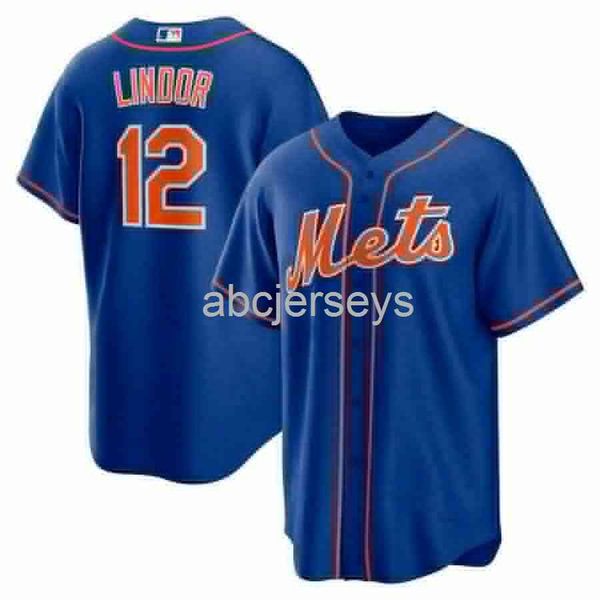 

men women youth francisco lindor #12 blue baseball jersey size xs-6xl, Black