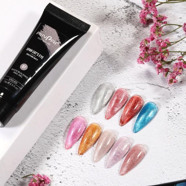 

nail gel crystal quick extension uv potherapy cat's eye tslm1, Red;pink